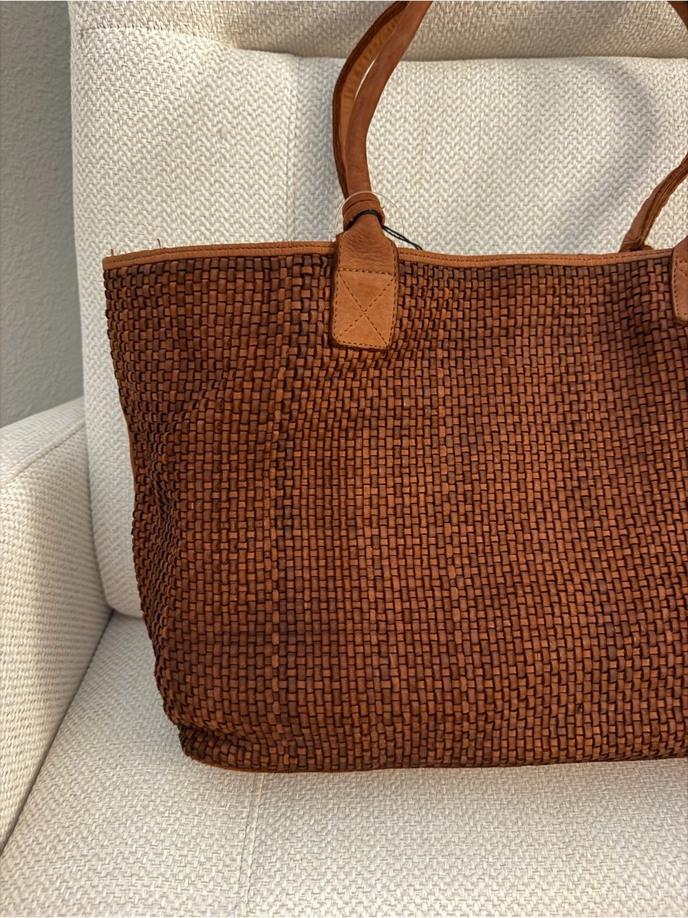 Harbour 2nd Cognac Leather Woven Tote Shopper Bag NWT - Picture 8 of 15